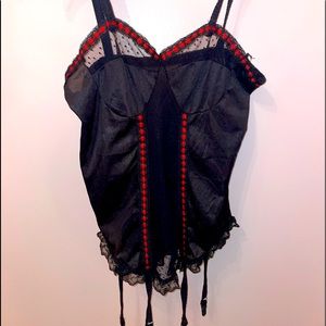 Vintage Union Made Black Lingerie Teddy with Garter Straps